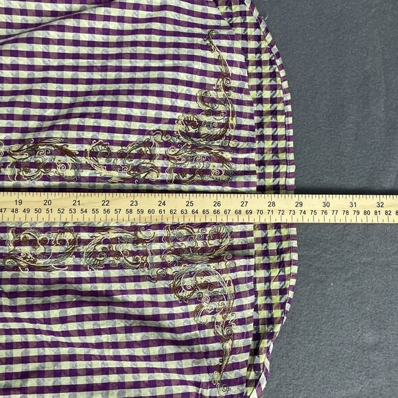 Robert Graham Shirt Mens L Large Long Sleeve Purple Plaid Embroidered Flip Cuff - Picture 10 of 15